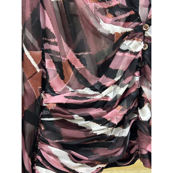 Etcetera Medium Purple Silk Blend Sheer Blouse Low-Cut Dressy Top - Picture 9 of 9